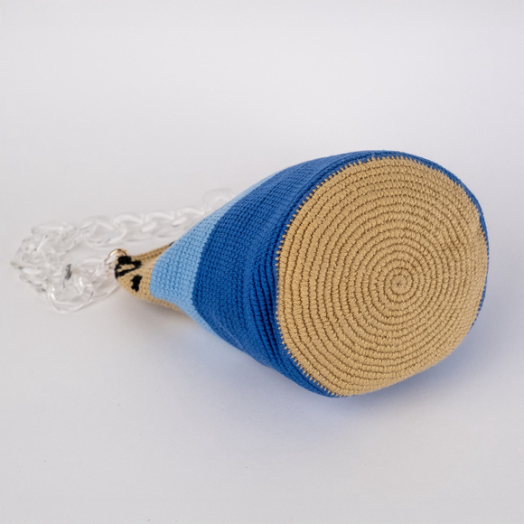 SORAYA HENNESSY Blue Beige Leopard Midi Bucket Bag Women's $250 Retail - Picture 6 of 10